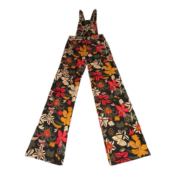 Los Banditos Floral Print Boho Disco Wide Leg Jumpsuit Overalls Romper - Picture 7 of 12